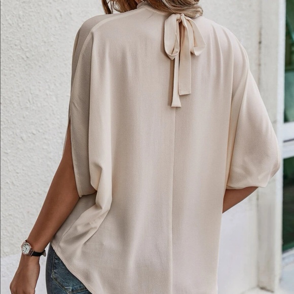 Boho tie back batwing sleeve top burgundy - Picture 10 of 15